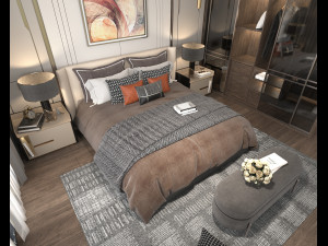 Modern Bedroom Interior Scene 14 3D Model