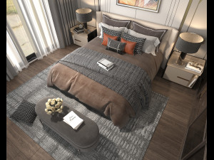 Modern Bedroom Interior Scene 14 3D Model