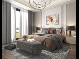 Modern Bedroom Interior Scene 14 3D Model