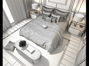 Modern Bedroom Interior Scene 14 3D Model