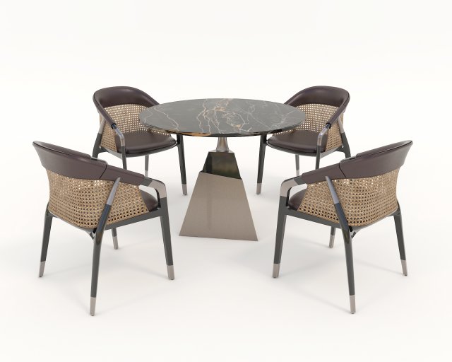 Modern Style Table and Chairs 13 3D Model .c4d .max .obj .3ds .fbx .stl .blend 