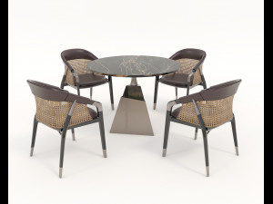 Modern Style Table and Chairs 13 3D Model