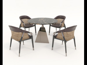Modern Style Table and Chairs 13 Modèle 3D