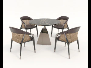 Moderne stijltafel en stoelen 13 3D Model