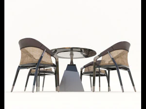 Modern Style Table and Chairs 13 3D Model