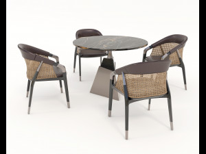 Modern Style Table and Chairs 13 3D Model