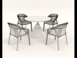 Modern Style Table and Chairs 13 3D Model