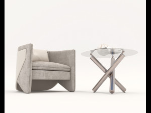 Contemporary Design Table and Chair Set 20 3D Model