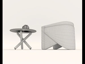 Contemporary Design Table and Chair Set 20 3D Model