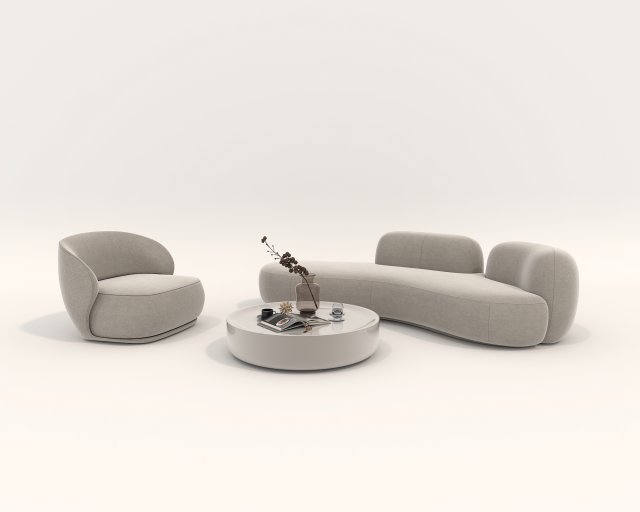 Contemporary Style Sofa and Armchair set Modelo 3D .c4d .max .obj .3ds .fbx .stl .blend 