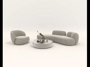 Sofa- und Sesselset im zeitgenössischen Stil 3D Modell
