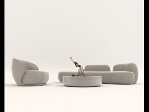 Contemporary Style Sofa and Armchair set Modelo 3D