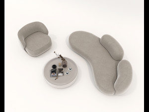 Contemporary Style Sofa and Armchair set Modelo 3D
