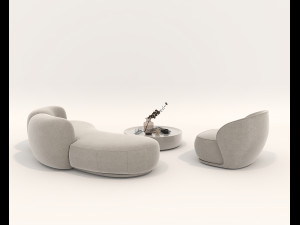 Contemporary Style Sofa and Armchair set Modelo 3D