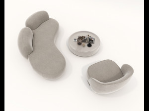 Contemporary Style Sofa and Armchair set Modelo 3D