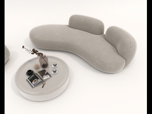 Contemporary Style Sofa and Armchair set Modelo 3D