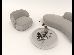 Contemporary Style Sofa and Armchair set Modelo 3D