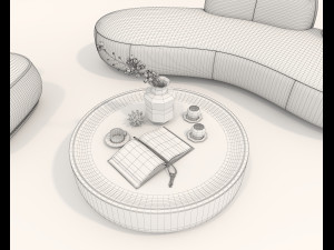 Contemporary Style Sofa and Armchair set Modelo 3D