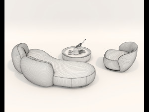 Contemporary Style Sofa and Armchair set Modelo 3D