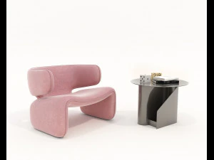 Набор столов и стульев современного дизайна 21 3D Модель