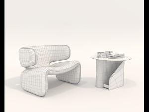 Contemporary Design Table and Chair Set 21 Modelo 3D