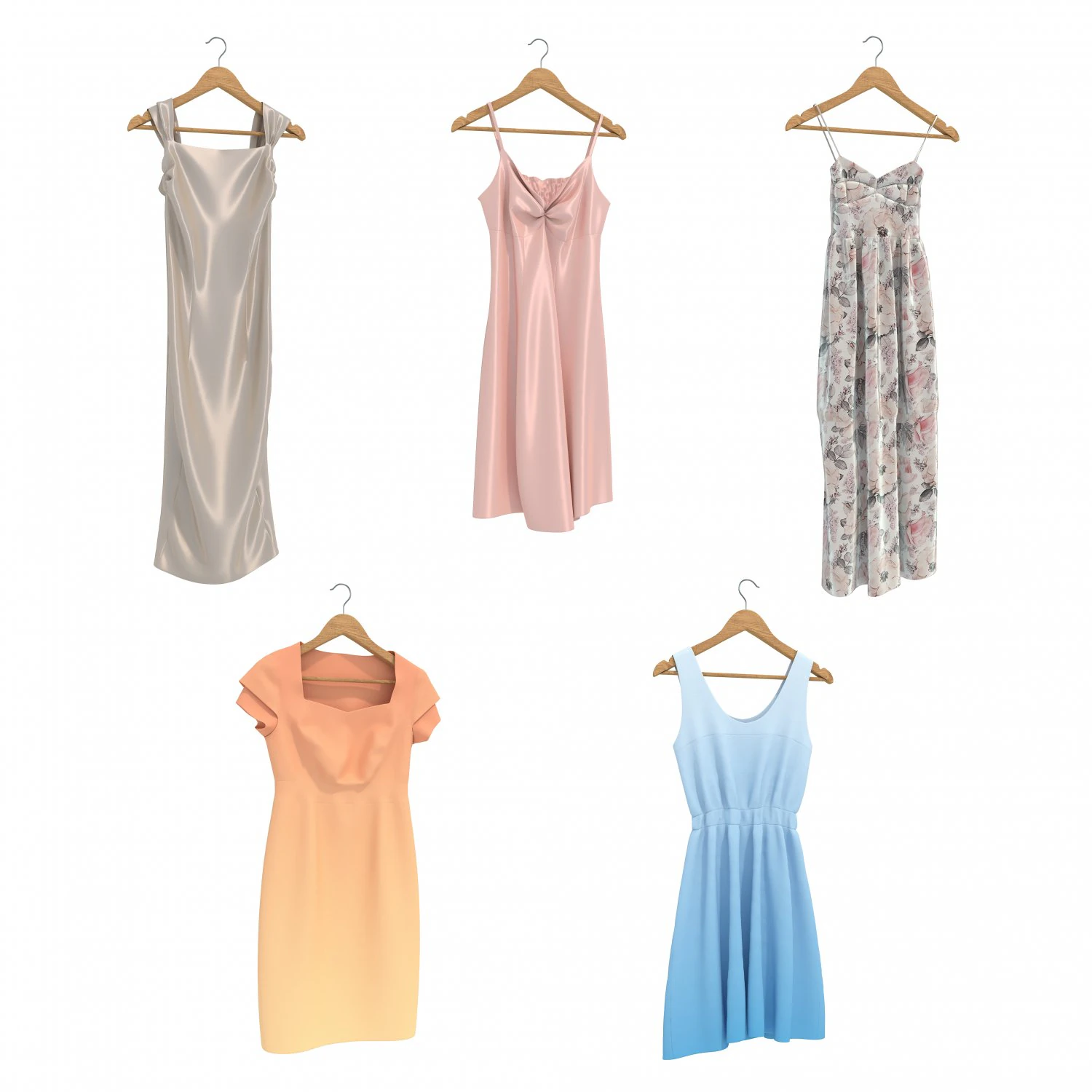 Dress on Hanger 8 3D Model .c4d .max .obj .3ds .fbx .stl .blend