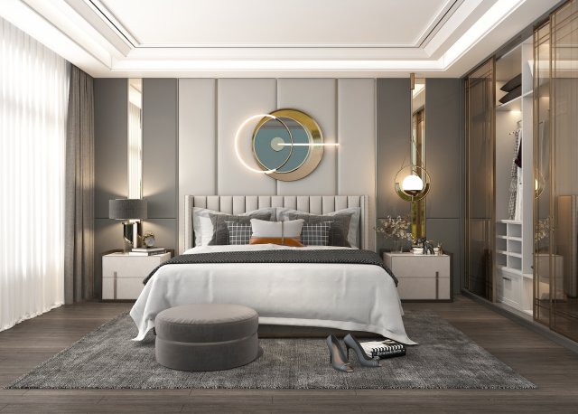 Modern Bedroom Interior Scene 15 Modelo 3D .c4d .max .obj .3ds .fbx .stl .blend 