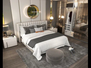 Modern Bedroom Interior Scene 15 3D Model