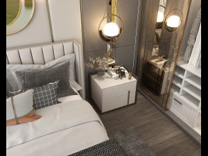 Modern Bedroom Interior Scene 15 3D Model