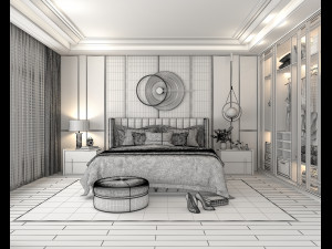 Modern Bedroom Interior Scene 15 Modelo 3D