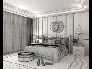 Modern Bedroom Interior Scene 15 Modelo 3D