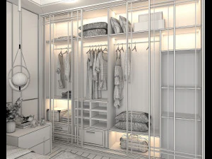 Modern Bedroom Interior Scene 15 3D Model