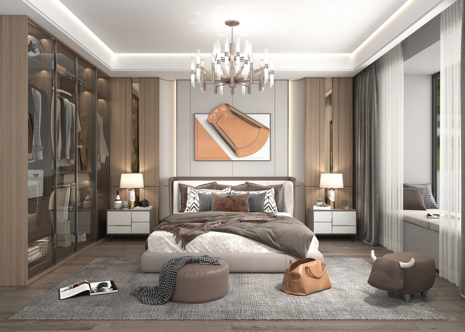 Modern Bedroom Interior Scene 16 3D Model .c4d .max .obj .3ds .fbx .stl .blend 