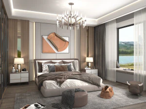 Modern Bedroom Interior Scene 16 3D Model
