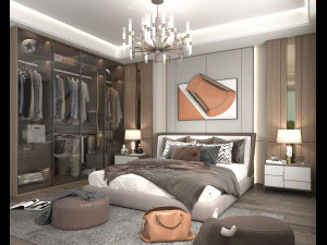 Modern Bedroom Interior Scene 16 3D Model