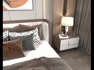 Modern Bedroom Interior Scene 16 3D Model