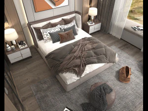Modern Bedroom Interior Scene 16 3D Model