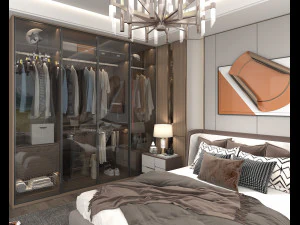 Modern Bedroom Interior Scene 16 3D Model