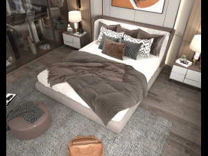 Modern Bedroom Interior Scene 16 3D Model