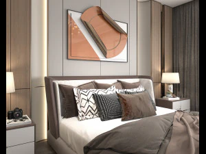 Modern Bedroom Interior Scene 16 3D Model