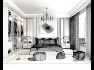 Modern Bedroom Interior Scene 16 Modelo 3D