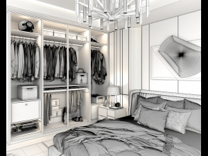 Modern Bedroom Interior Scene 16 Modelo 3D