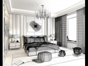 Modern Bedroom Interior Scene 16 Modelo 3D