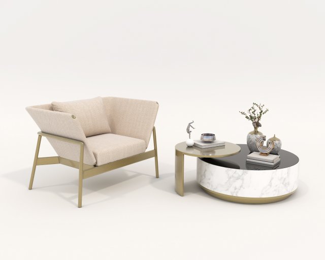 Modern Coffee Table and Armchair 3 3D मॉडल .c4d .max .obj .3ds .fbx .stl .blend