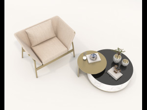 Modern Coffee Table and Armchair 3 3D मॉडल