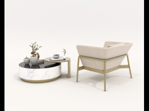 Modern Coffee Table and Armchair 3 3D मॉडल
