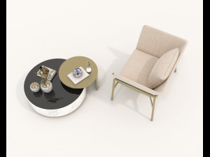Modern Coffee Table and Armchair 3 3D मॉडल