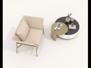 Modern Coffee Table and Armchair 3 3D मॉडल