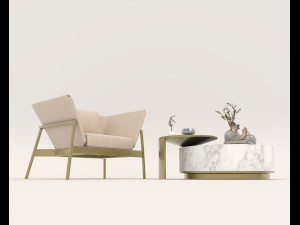 Modern Coffee Table and Armchair 3 3D मॉडल