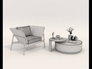 Modern Coffee Table and Armchair 3 3D मॉडल